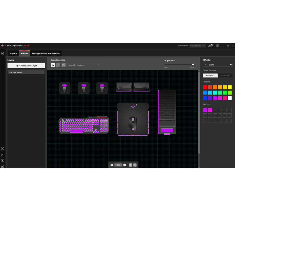 OMEN Light Studio UI-skærm