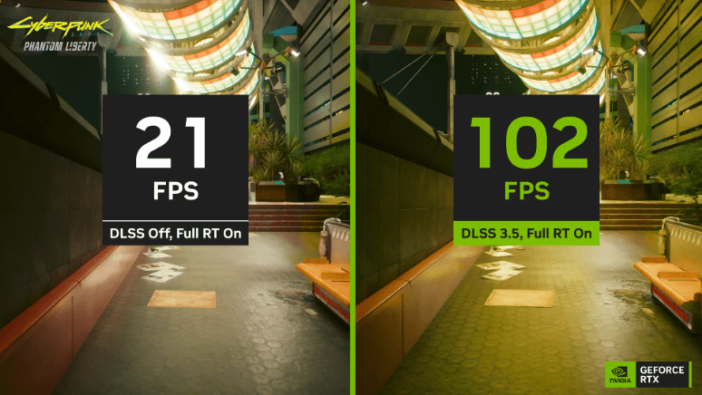 A split screen showing how DLSS 3 works